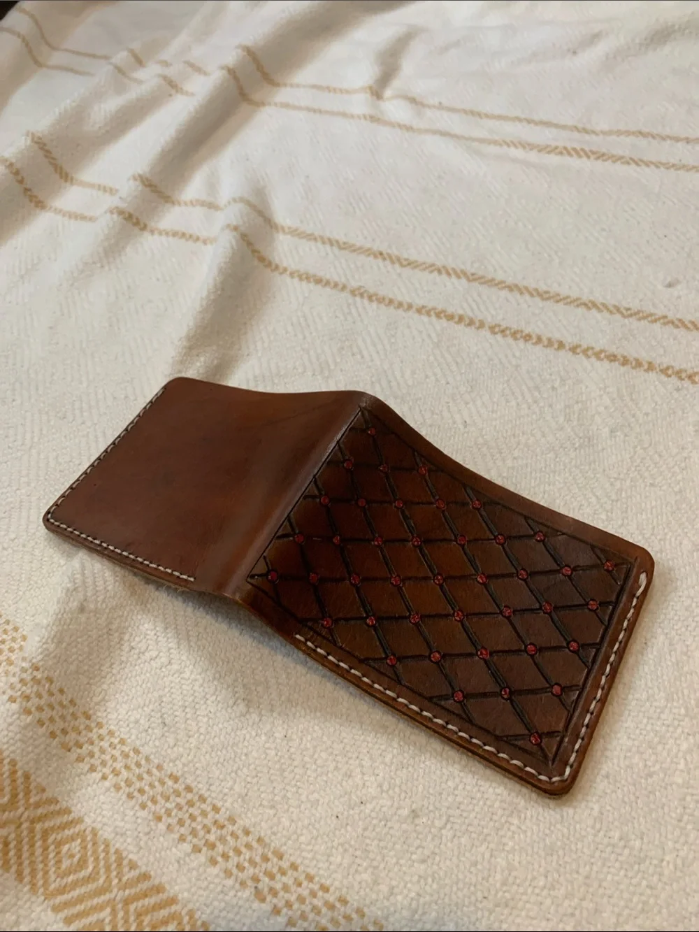 Stitched Leather Bi-fold Wallet